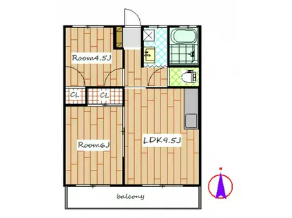 ヨシダハイツ(2LDK/2階)の間取り写真