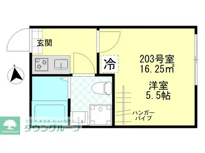 コンフォート東四ツ木(1K/2階)の間取り写真