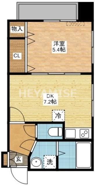 エススリー出島(1DK/6階)の間取り写真