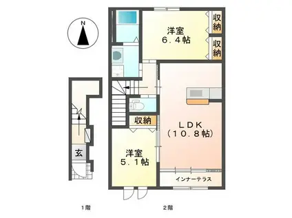 サンフィットIII(2LDK/2階)の間取り写真