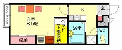 レオパレスコスモ(1K/2階)の間取り写真