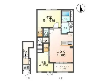 エバーガーデン(2LDK/2階)の間取り写真