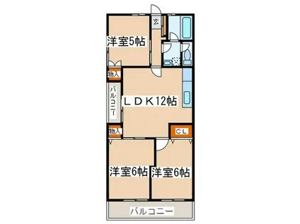 竹ノ郷マンション(3LDK/1階)の間取り写真