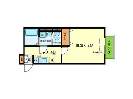 三洋北町ハイツ(1K/1階)の間取り写真