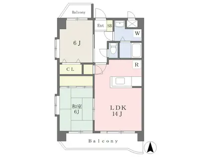 プレステージ百年公園前(2LDK/2階)の間取り写真