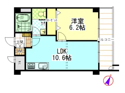 ゾンネンハイム大橋(1LDK/5階)の間取り写真