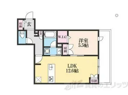 ザ・テラス吹田SW(1LDK/1階)の間取り写真