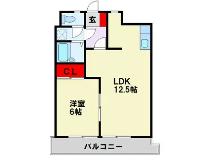 シャトレ岸の浦(1LDK/7階)の間取り写真