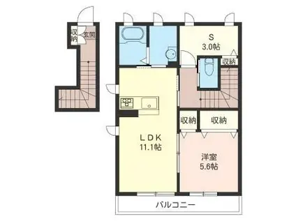 ライジング チャコ(1LDK/2階)の間取り写真