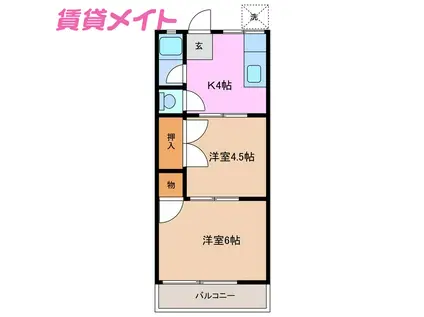 鈴木ハイム(2K/2階)の間取り写真