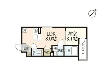 S-MOVE庚午北(1LDK/2階)の間取り写真