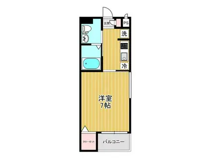 ザ・テラス浦西(1K/2階)の間取り写真