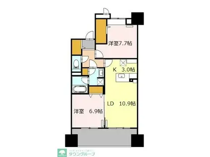 ロイヤルパークスシーサー南千住(2LDK/9階)の間取り写真