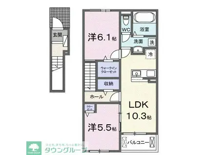 レジデンス 湘南(2LDK/2階)の間取り写真