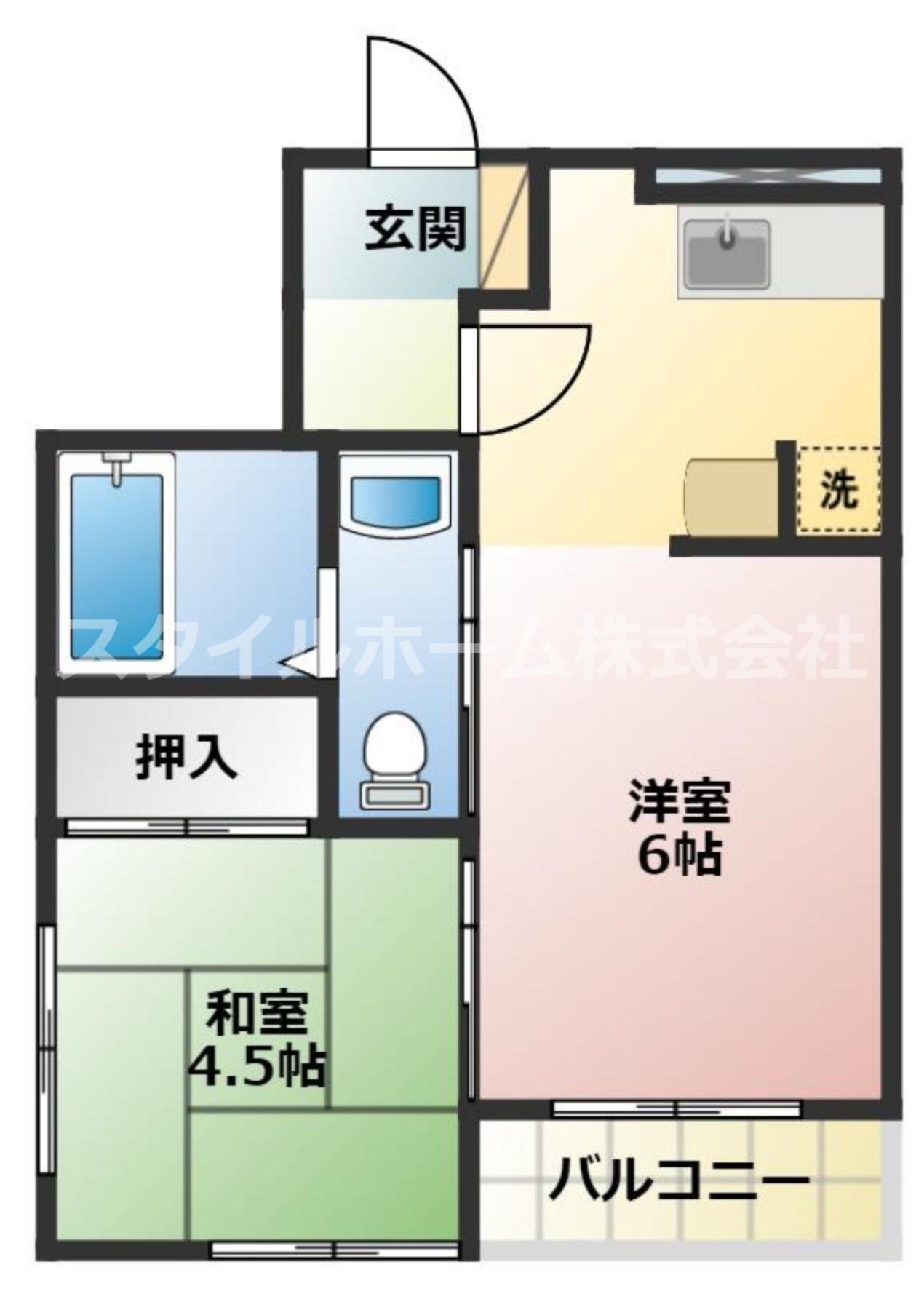 東マンションII(1LDK/2階)の間取り写真