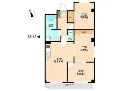 ファミール大道(3LDK/2階)の間取り写真