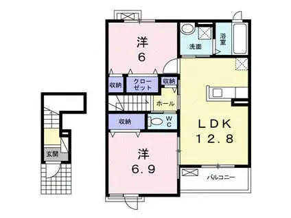 エア フィールドII(2LDK/2階)の間取り写真