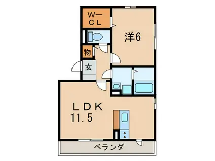 フォルトゥーナ(1LDK/1階)の間取り写真