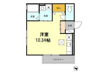 ビジュービスタ IV棟(ワンルーム/1階)の間取り写真