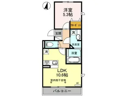 匠乃館B(1LDK/1階)の間取り写真
