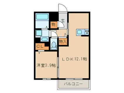 紫陽花ハイツ(1LDK/2階)の間取り写真