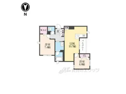 シャーメゾンソレイユ(2LDK/3階)の間取り写真