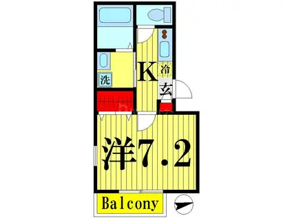 グランシャリオ(1K/2階)の間取り写真