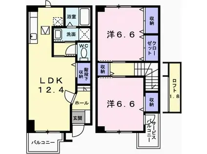 サニーハートB(2LDK/1階)の間取り写真
