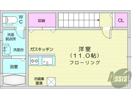 ファニスタ保春院前丁(ワンルーム/2階)の間取り写真