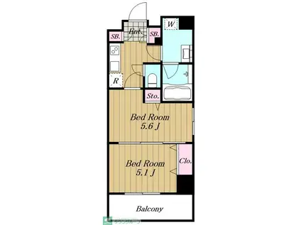 アイル品川ウエスト旗の台(2K/3階)の間取り写真