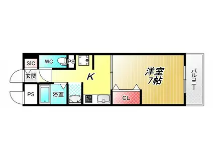 ラ・フォーレ久宝園(1K/3階)の間取り写真