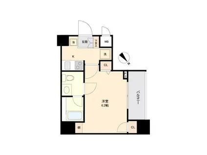 コンシェリア日本橋(1K/11階)の間取り写真