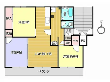 SOCIAII(3LDK/3階)の間取り写真