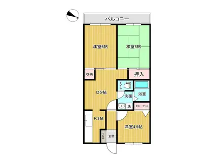 流山ハイクレスト(3DK/5階)の間取り写真