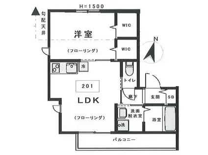 ジェミニ サウス(1LDK/2階)の間取り写真