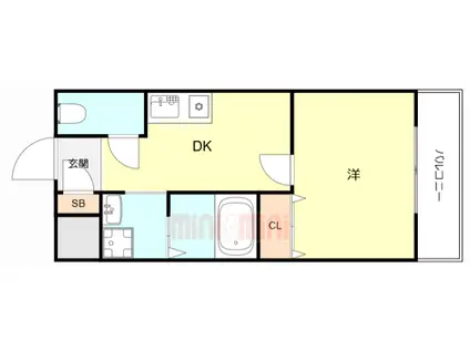 リビングエース平和(1DK/7階)の間取り写真
