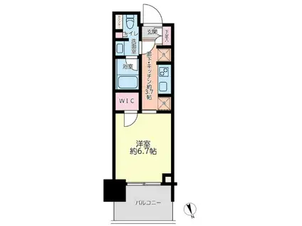 パークタワー勝どきミッド(1K/20階)の間取り写真
