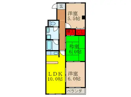 メゾンデスバンフー(3LDK/2階)の間取り写真