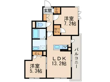 BEREOーZEH太田(2LDK/2階)の間取り写真