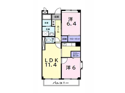 ガーデンプレイスII(2LDK/2階)の間取り写真