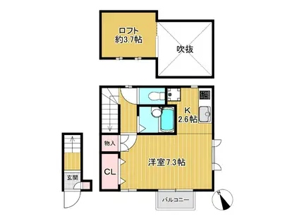 パセオFOUR(1K/2階)の間取り写真