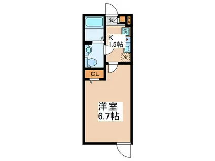 アンビエンテあきる野(1K/3階)の間取り写真