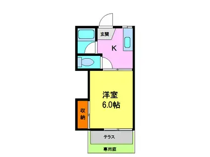 タートルハイツ(1K/1階)の間取り写真
