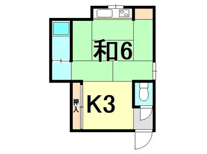 さくら荘(1K/2階)の間取り写真