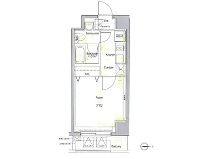 クレイシア世田谷赤堤(1K/3階)の間取り写真
