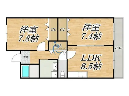 COZYCOURT喜連(2LDK/1階)の間取り写真