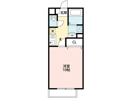 ハートヒルズ舳越(1K/1階)の間取り写真