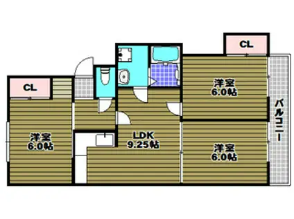 ファミールヴィラ(3DK/1階)の間取り写真