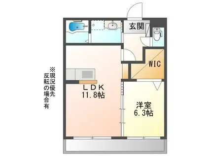 サンリバー三川(1LDK/3階)の間取り写真