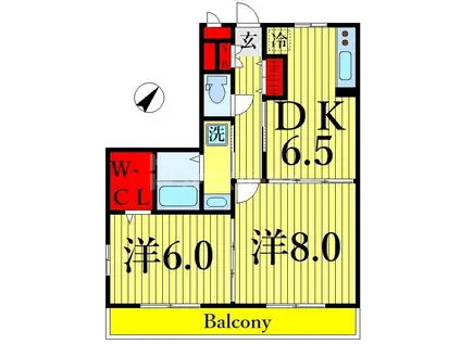 グランフィールド松江II(2DK/3階)の間取り写真